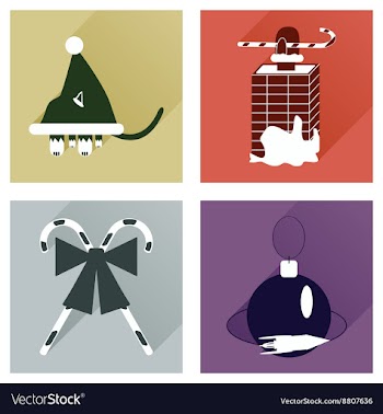 Set of flat icons with long shadow Christmas vector image