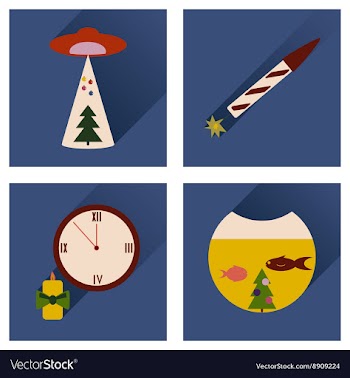 Set of flat icons with long shadow Christmas vector image