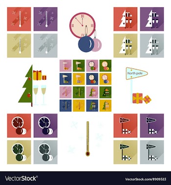 Set of flat icons with long shadow Christmas vector image