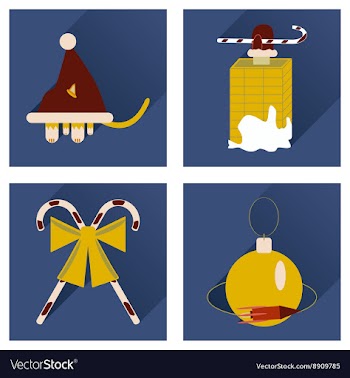 Set of flat icons with long shadow Christmas vector image