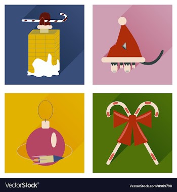 Set of flat icons with long shadow Christmas vector image