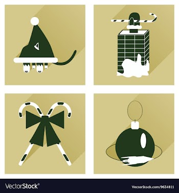 Set of flat icons with long shadow Christmas vector image