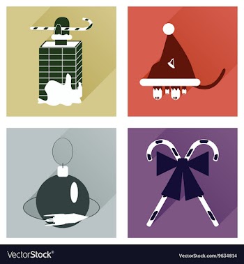 Set of flat icons with long shadow Christmas vector image