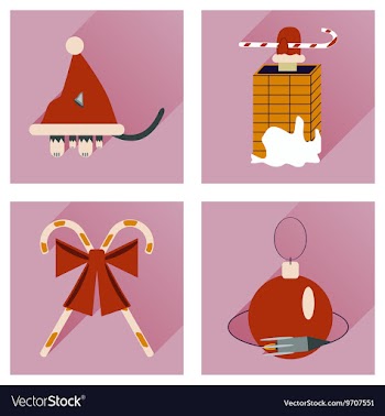 Set of flat icons with long shadow Christmas vector image