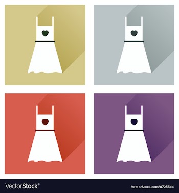 Set of flat icons with long shadow dress vector image