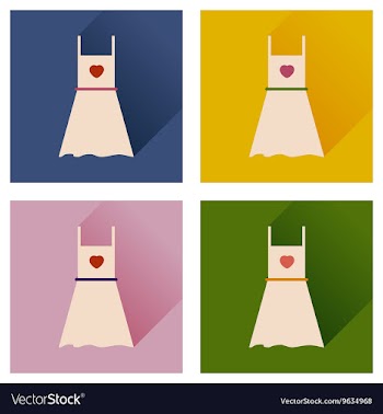 Set of flat icons with long shadow dress vector image