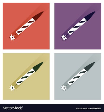 Set of flat icons with long shadow fireworks vector image