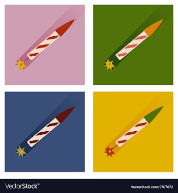 Set of flat icons with long shadow fireworks vector image