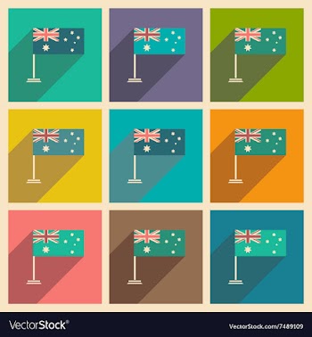 Set of flat icons with long shadow flag of vector image