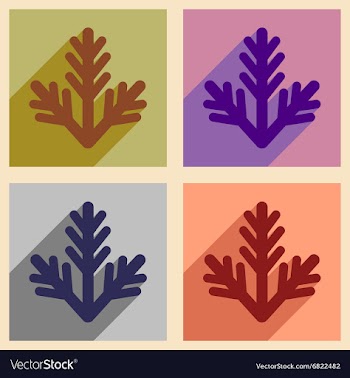 Set of flat icons with long shadow fur-tree branch vector image
