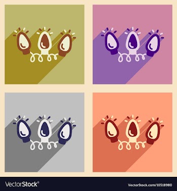 Set of flat icons with long shadow garland vector image