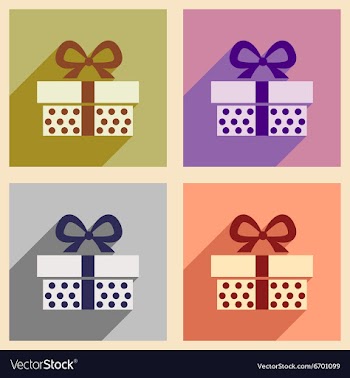 Set of flat icons with long shadow gift box vector image