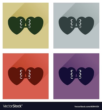 Set of flat icons with long shadow hearts vector image