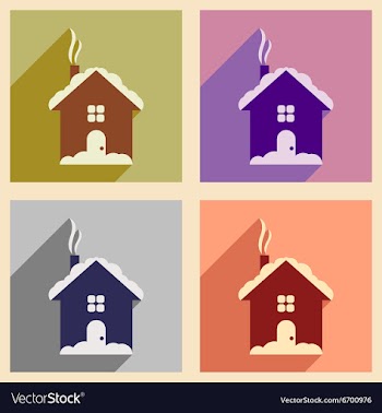 Set of flat icons with long shadow House under vector image