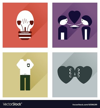 Set of flat icons with long shadow love icons vector image