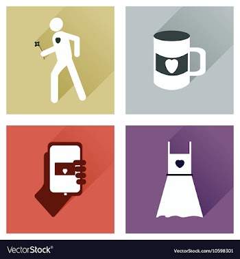 Set of flat icons with long shadow love icons vector image
