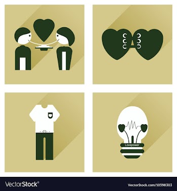 Set of flat icons with long shadow love icons vector image