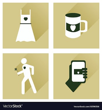 Set of flat icons with long shadow love icons vector image