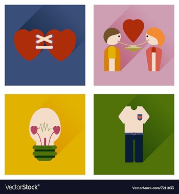Set of flat icons with long shadow love icons vector image