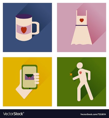 Set of flat icons with long shadow love icons vector image