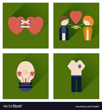 Set of flat icons with long shadow love icons vector image