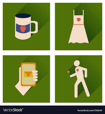 Set of flat icons with long shadow love icons vector image