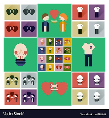 Set of flat icons with long shadow love icons vector image