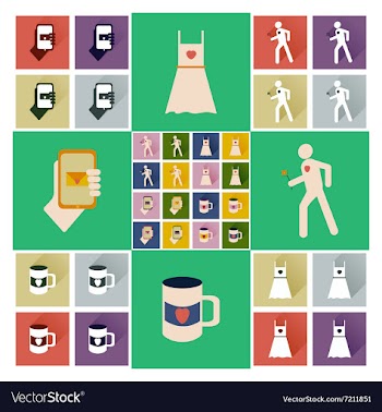 Set of flat icons with long shadow love icons vector image