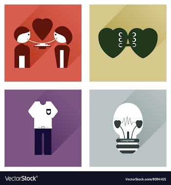 Set of flat icons with long shadow love icons vector image
