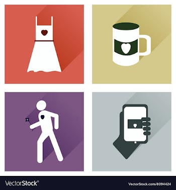 Set of flat icons with long shadow love icons vector image