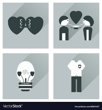 Set of flat icons with long shadow love icons vector image