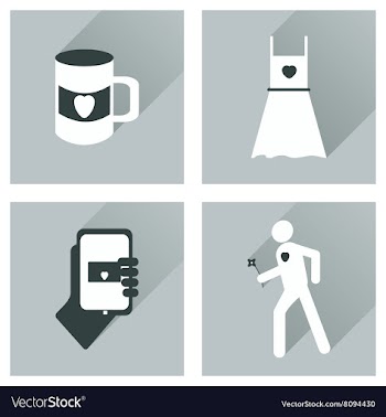 Set of flat icons with long shadow love icons vector image
