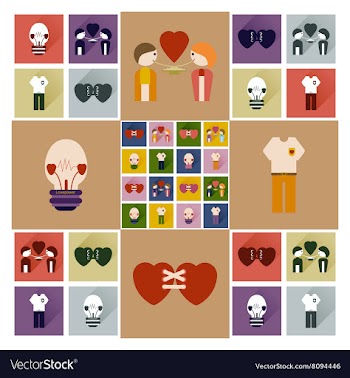 Set of flat icons with long shadow love icons vector image