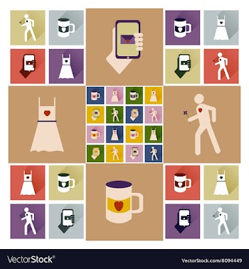 Set of flat icons with long shadow love icons vector image