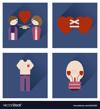Set of flat icons with long shadow love icons vector image