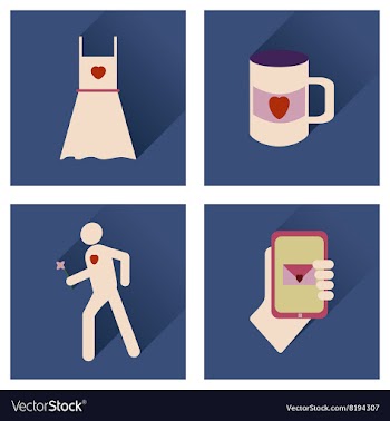 Set of flat icons with long shadow love icons vector image
