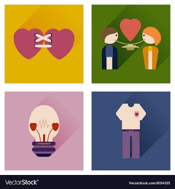 Set of flat icons with long shadow love icons vector image