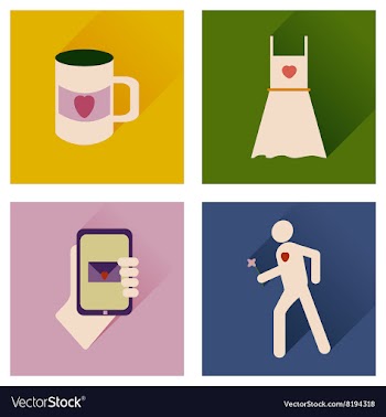 Set of flat icons with long shadow love icons vector image