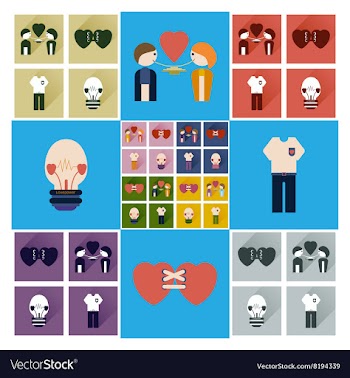 Set of flat icons with long shadow love icons vector image