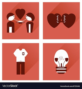 Set of flat icons with long shadow love icons vector image