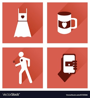 Set of flat icons with long shadow love icons vector image