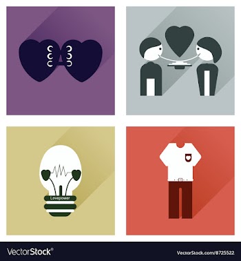 Set of flat icons with long shadow love icons vector image