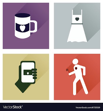 Set of flat icons with long shadow love icons vector image