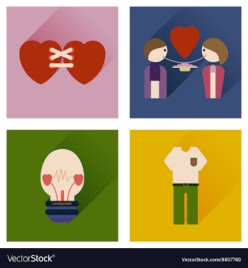 Set of flat icons with long shadow love icons vector image