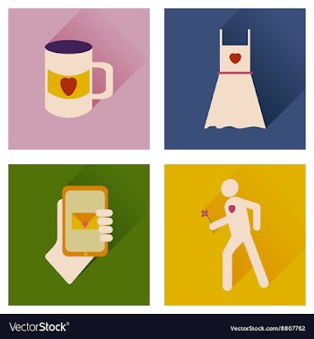 Set of flat icons with long shadow love icons vector image