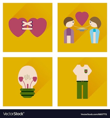 Set of flat icons with long shadow love icons vector image