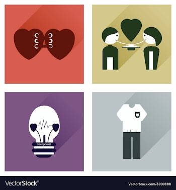 Set of flat icons with long shadow love icons vector image