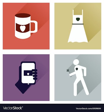 Set of flat icons with long shadow love icons vector image