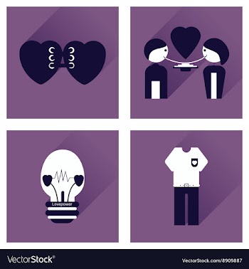 Set of flat icons with long shadow love icons vector image