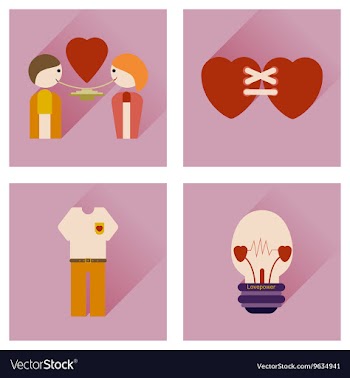Set of flat icons with long shadow love icons vector image